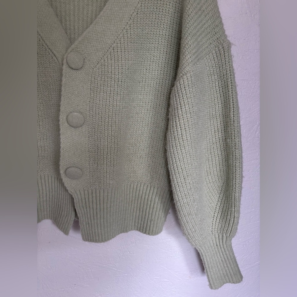 Lumiere Anthropologie Button Up Mint Green Knit Woven Cardigan Sweater Jumper - Picture 8 of 12